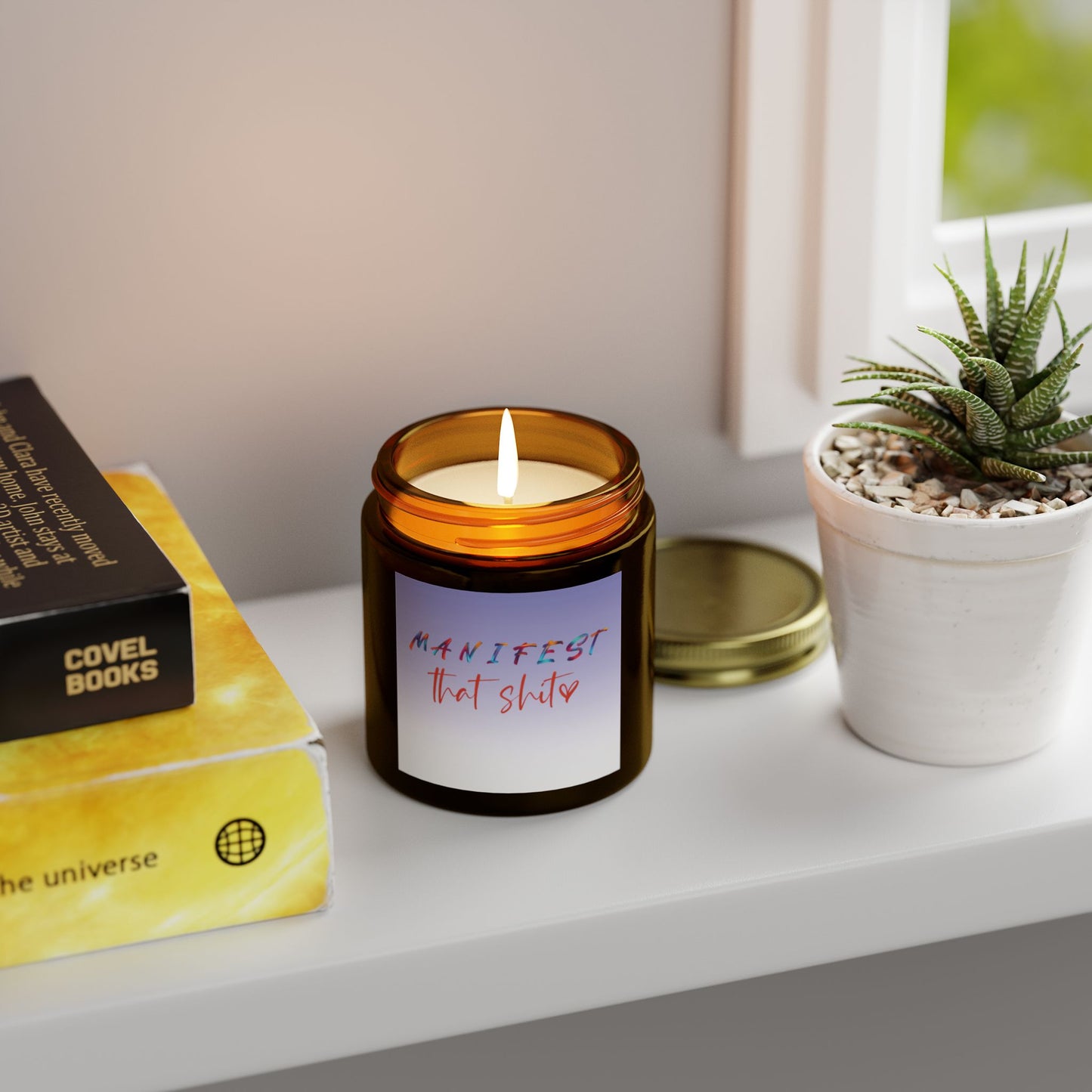 Manifest That Shit Scented Candle - Inspirational Gift for Self-Care, Meditation, Relaxation, Home Decor, Unique Candle