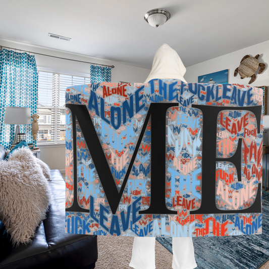 Leave Me the F*CK Alone Cozy Sherpa Fleece Blanket Poncho | Warm Throw for Home, Gifts, Camping, Chilly Days, Soft Blanket Hoodie