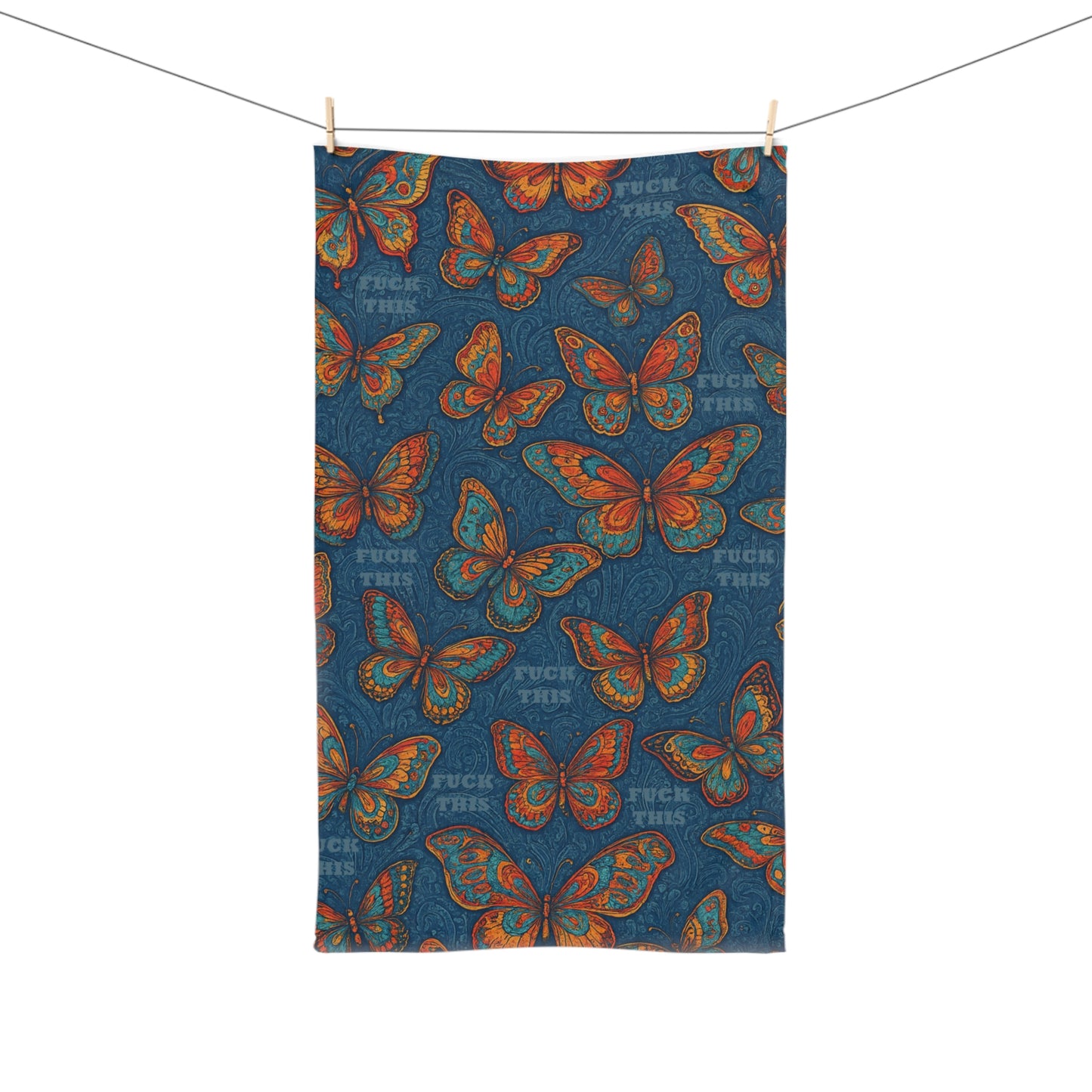 Bold Butterfly Fuck This Hand Towel | Fun Decor, Kitchen Essential, Gift for Her, Bathroom Accessory, Unique Design